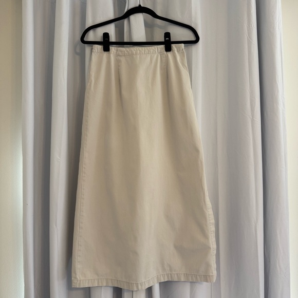 Eddie Bauer Dresses & Skirts - Eddie Bauer Cotton Midi Skirt Side Slit Women’s Size 6 Khaki